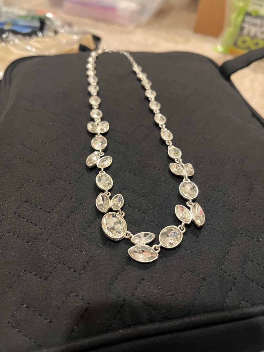 Napier Silver-Tone Clear Crystal Link Necklace